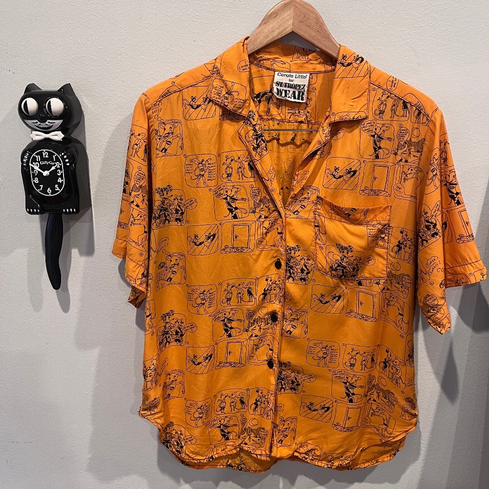 Vintage Carole Little- short sleeve 'mice' button down